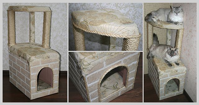 двухуровневый домик для кота